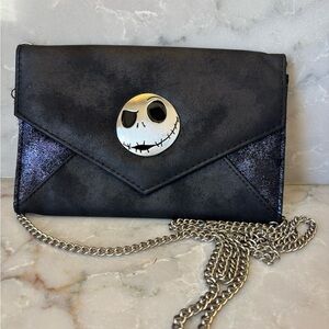Nightmare before Christmas Black Clutch with Silver Skull Accent